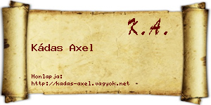 Kádas Axel névjegykártya